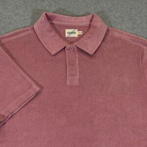 Fair Harbor Men's Ravello Terry Polo Shirt Organic Cotton Pink Sands M *READ*